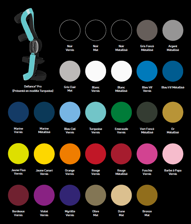 coloris de la Defiance Pro DonJoy