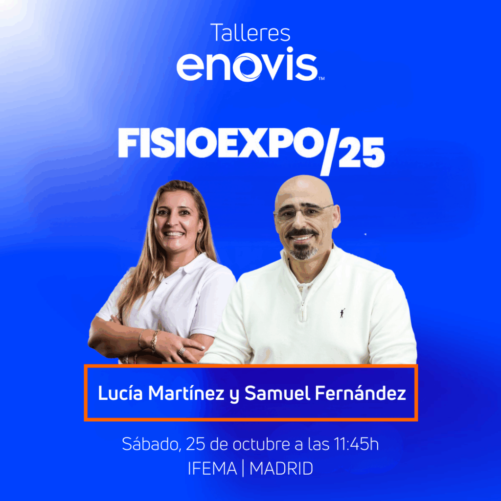 Taller Lucía Martínez y Samuel Fernández. Todas las novedades de Enovis están en FisioExpo 2025